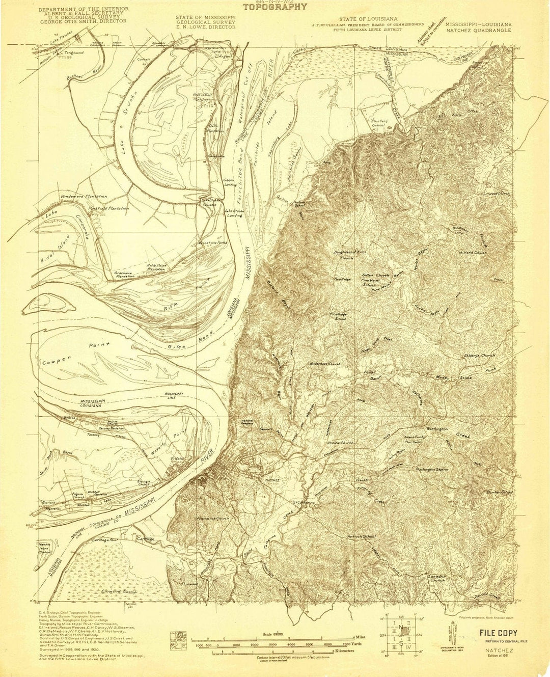 1921 Natchez, MS - Mississippi - USGS Topographic Map