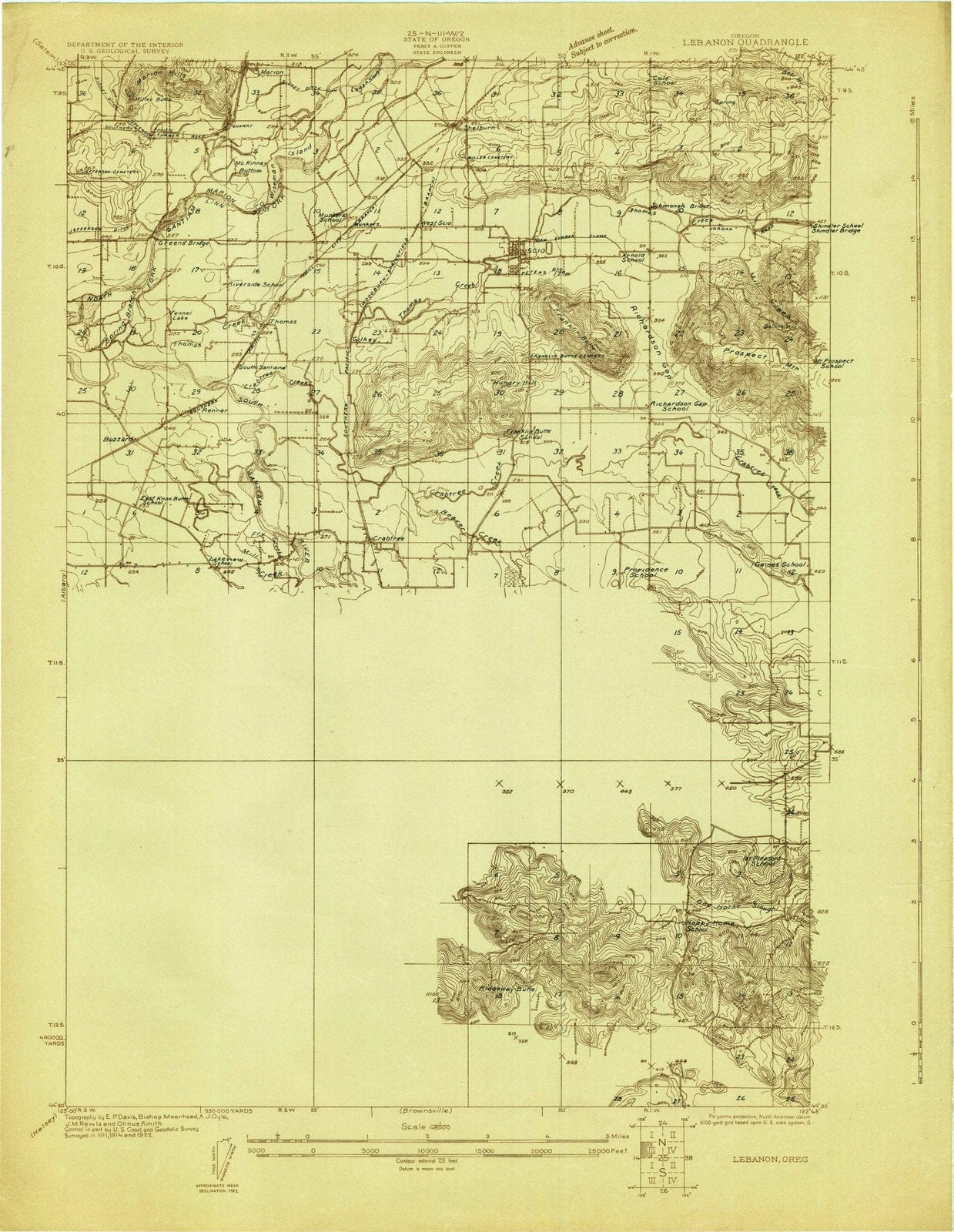 1922 Lebanon, OR - Oregon - USGS Topographic Map