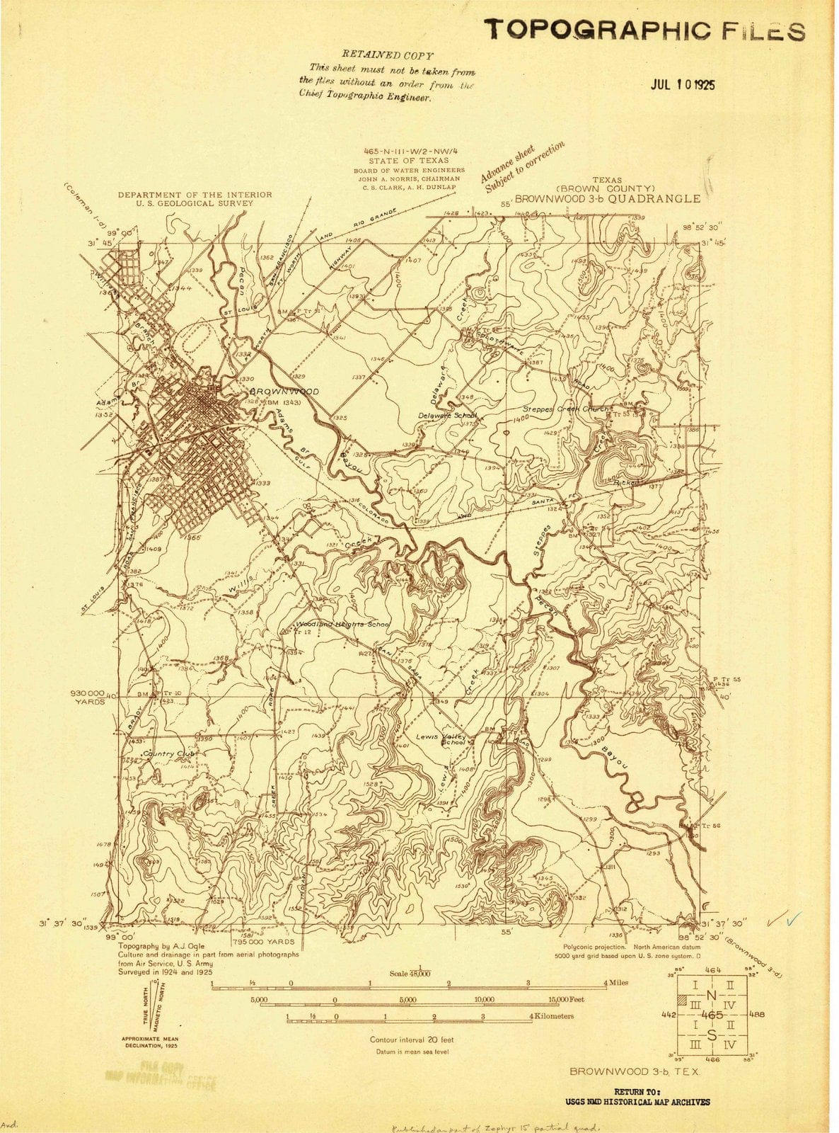 1925 Brownwood 3, TX - Texas - USGS Topographic Map