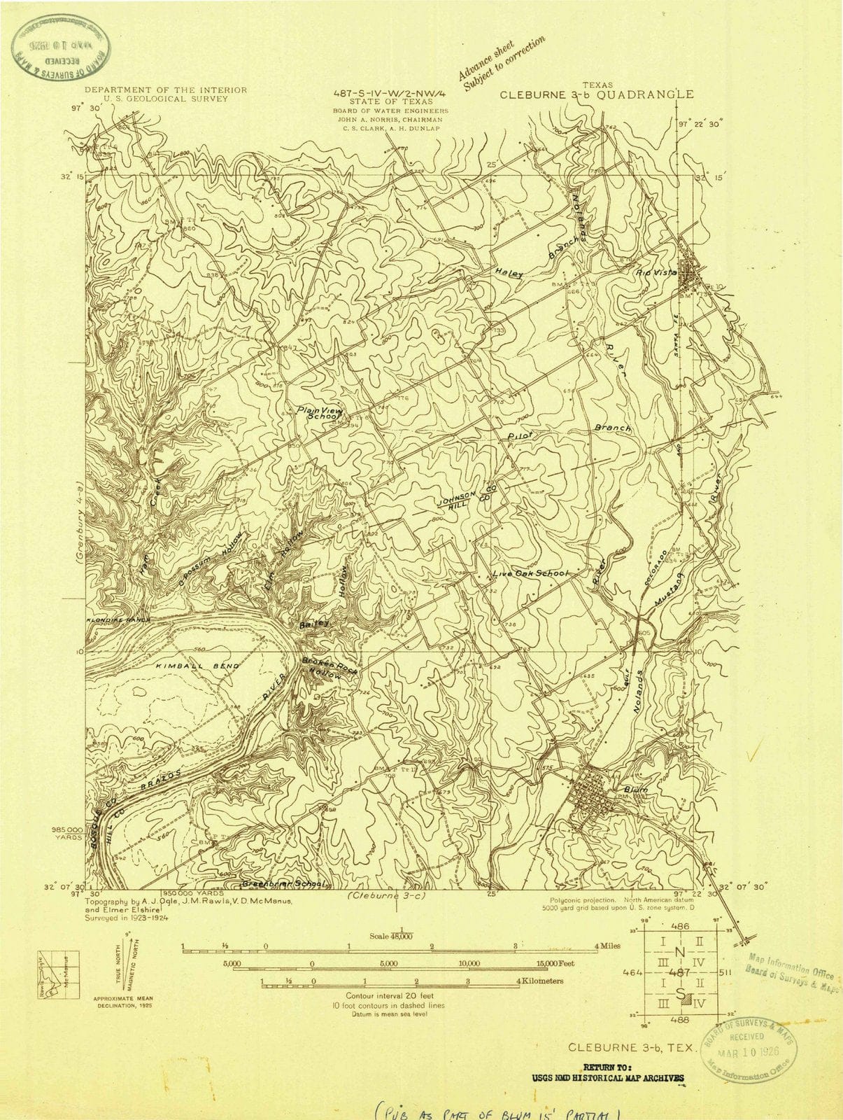 1924 Cleburne 3, TX - Texas - USGS Topographic Map