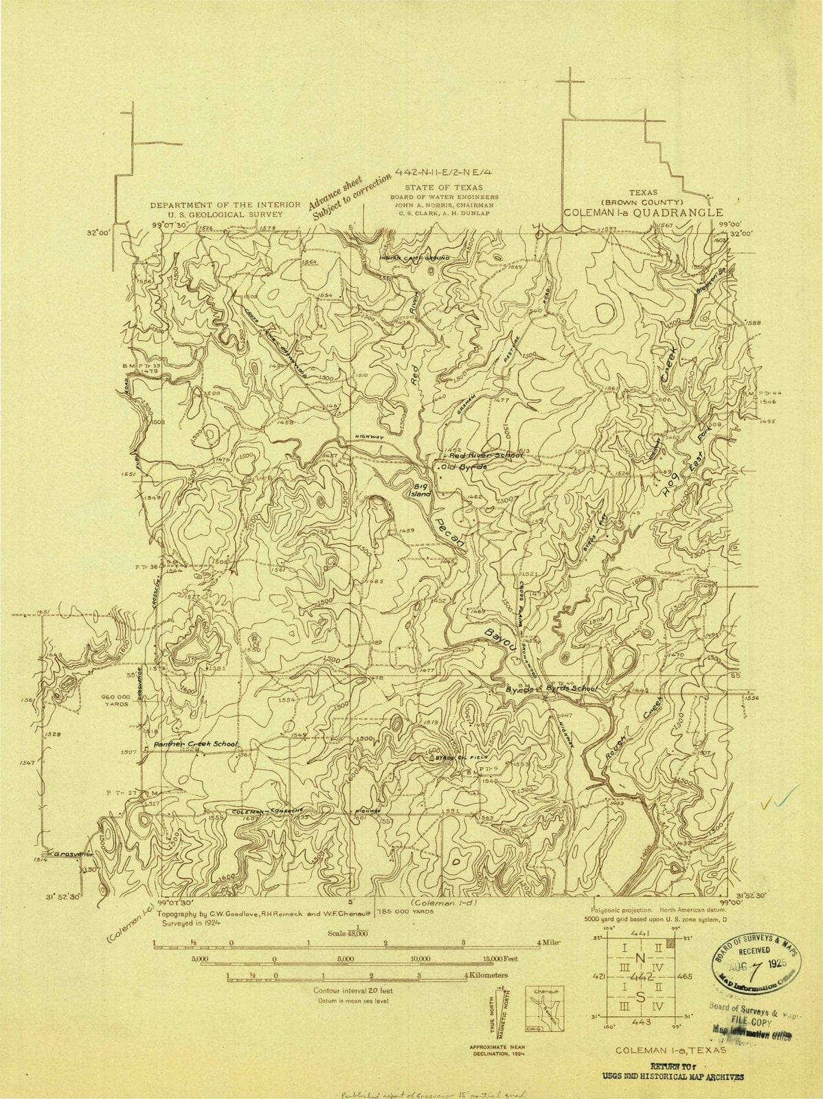 1924 Coleman 1, TX - Texas - USGS Topographic Map