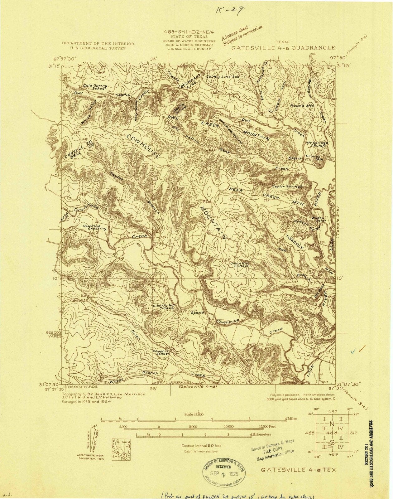 1924 Gatesville 4, TX - Texas - USGS Topographic Map