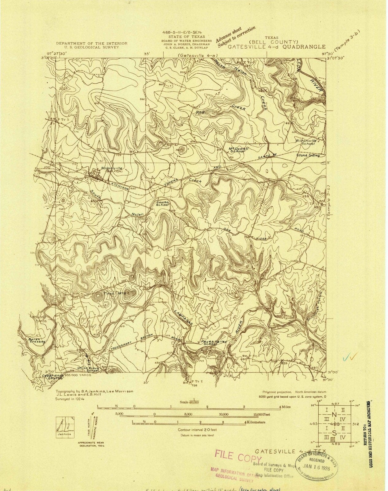 1924 Gatesville 4, TX - Texas - USGS Topographic Map v2