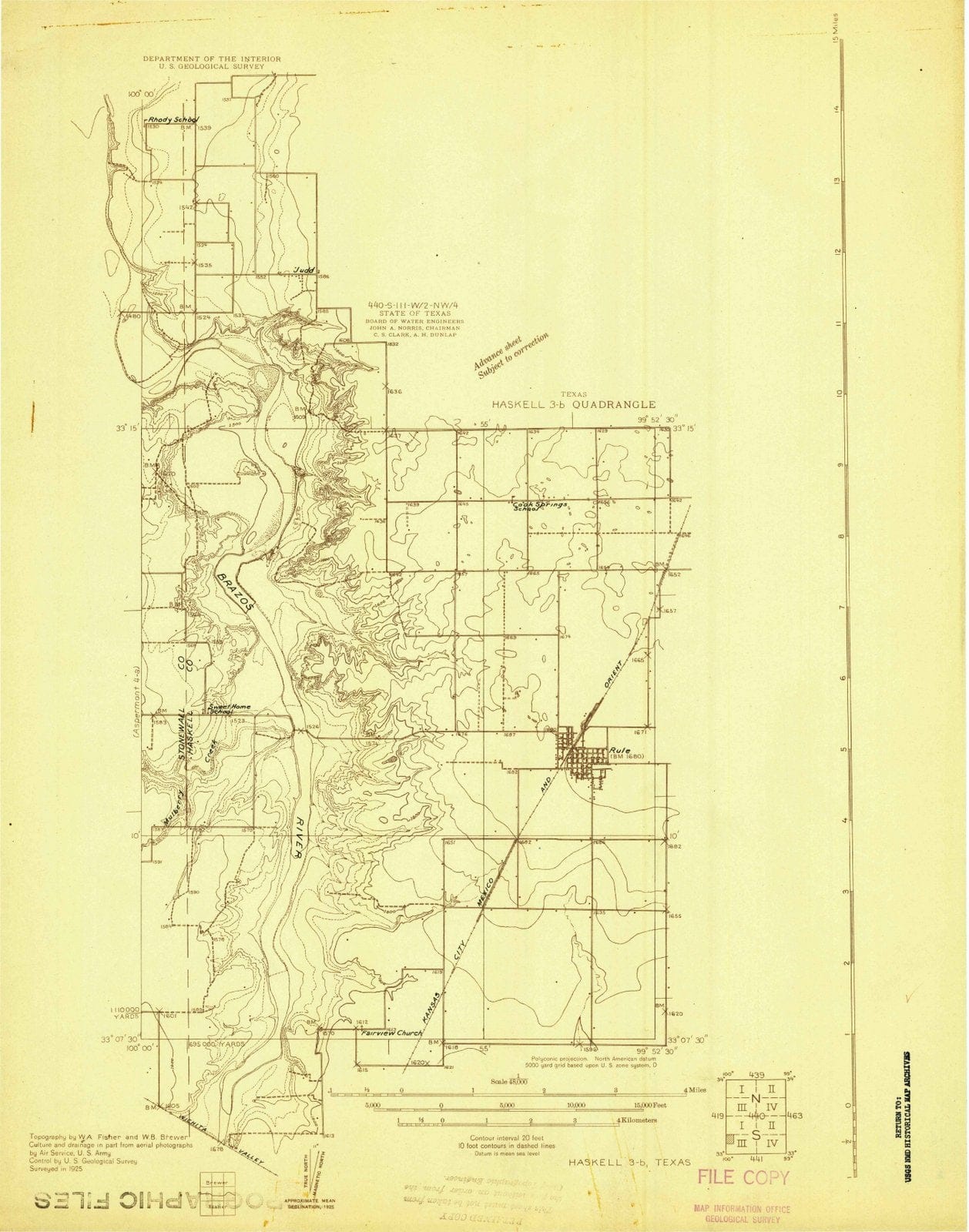 1925 Haskell 3, TX - Texas - USGS Topographic Map