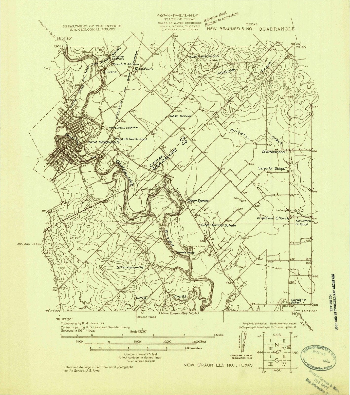 1925 New Braunfels No 1, TX - Texas - USGS Topographic Map