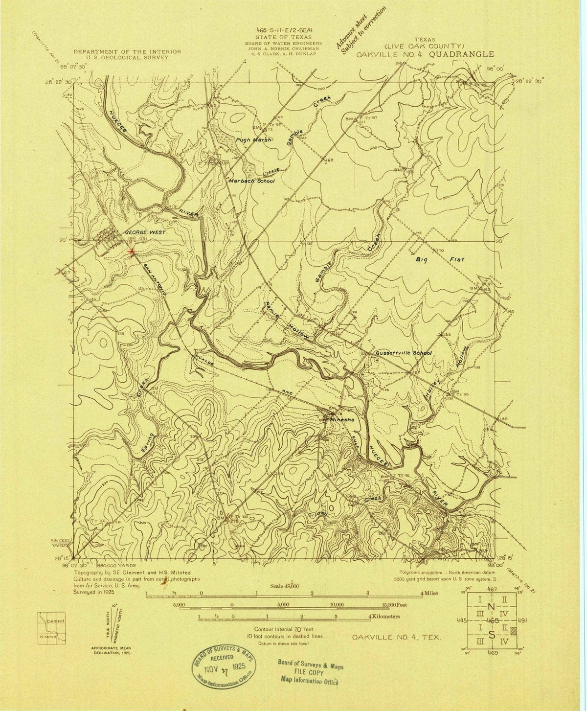 1925 Oakville No. 4, TX - Texas - USGS Topographic Map