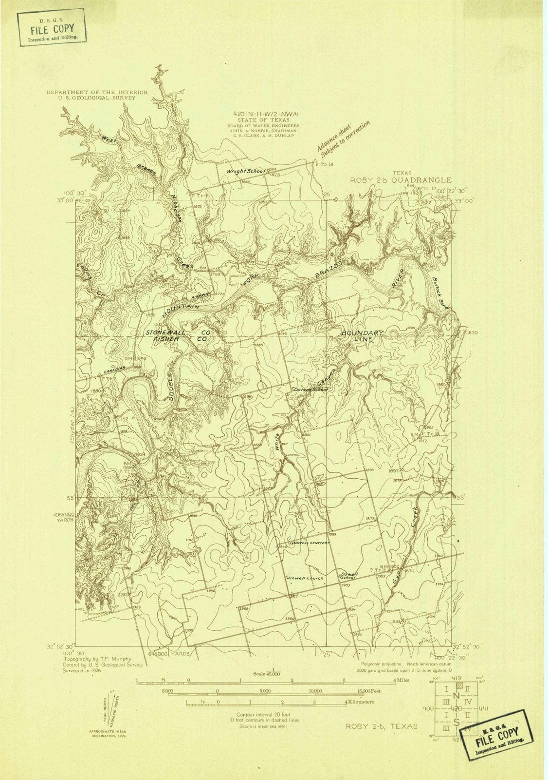 1926 Roby 2, TX - Texas - USGS Topographic Map