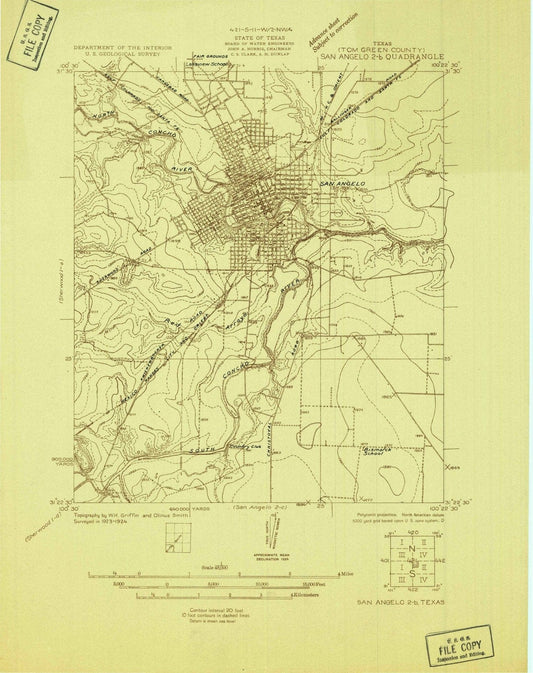 1924 San Angelo 2, TX - Texas - USGS Topographic Map