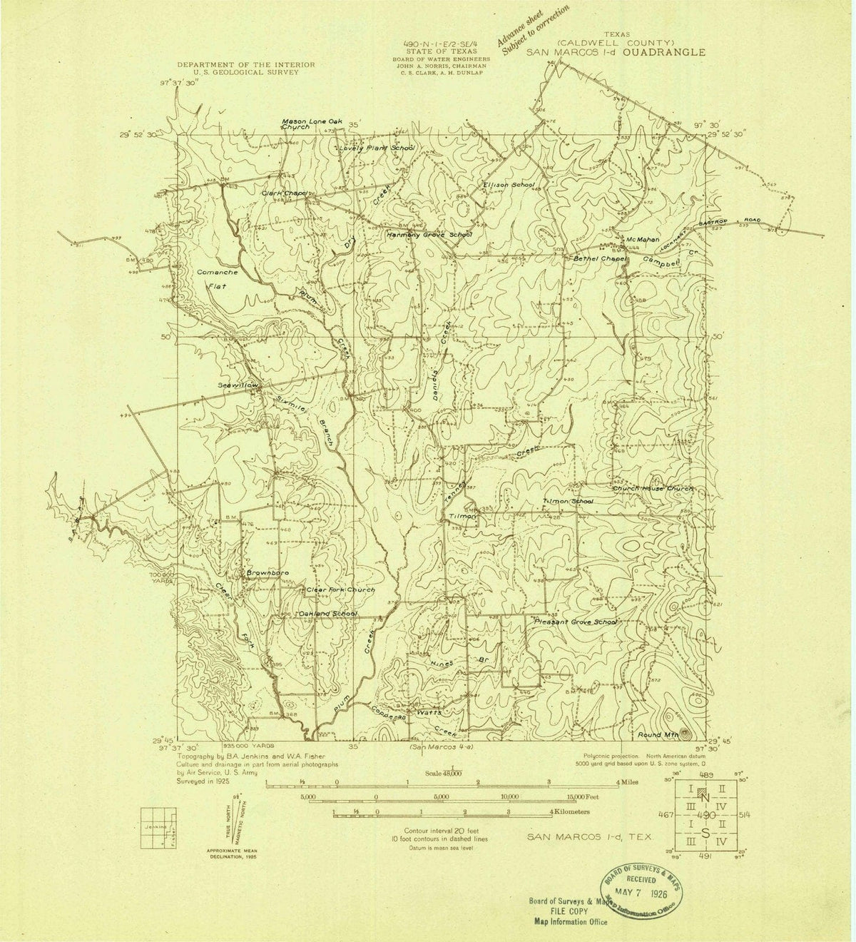 1925 San Marcos 1, TX - Texas - USGS Topographic Map