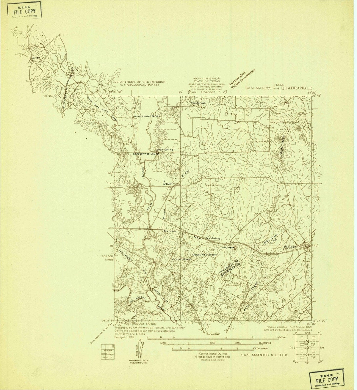 1925 San Marcos 4, TX - Texas - USGS Topographic Map