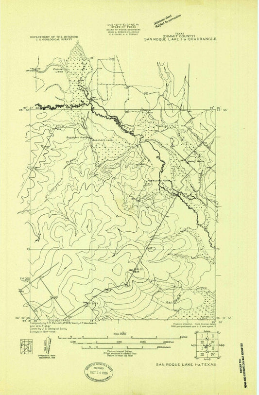1925 San Roque Lake 1, TX - Texas - USGS Topographic Map