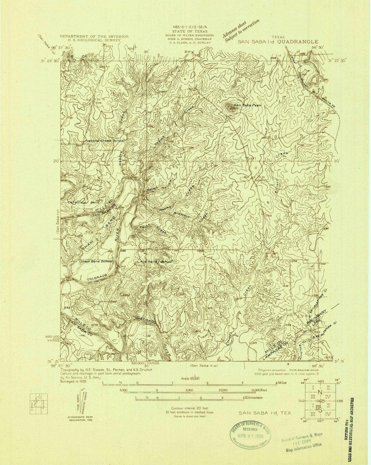 1925 San Saba 1, TX - Texas - USGS Topographic Map v3