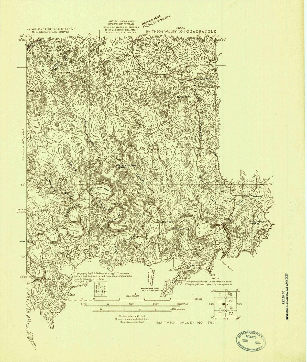 1925 Smithson Valley No. 1, TX - Texas - USGS Topographic Map