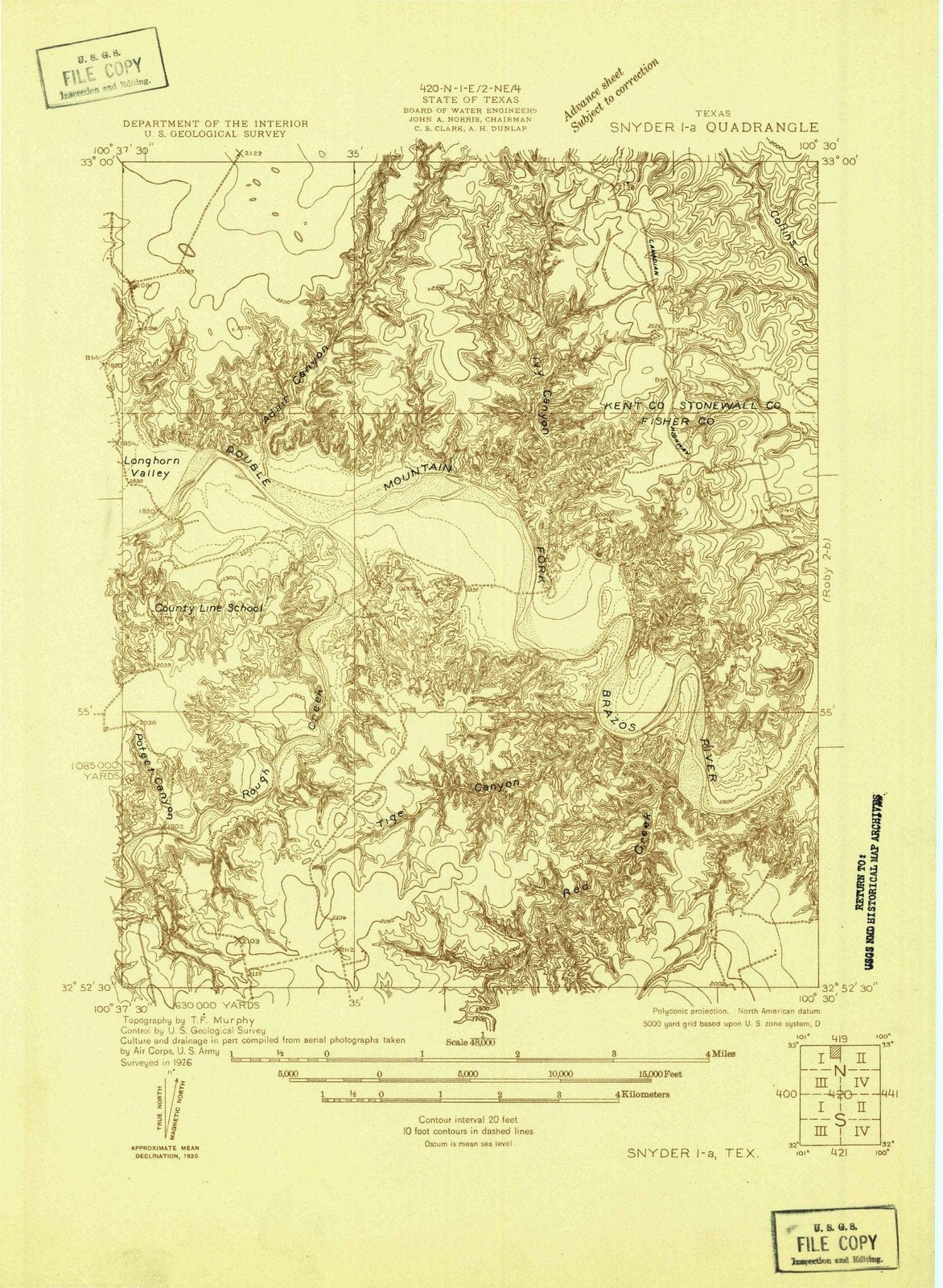 1926 Snyder 1, TX - Texas - USGS Topographic Map
