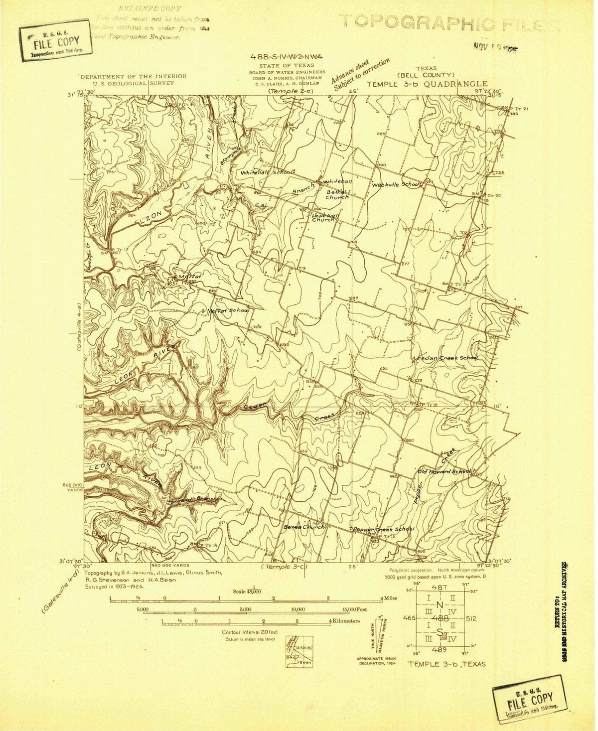 1924 Temple 3, TX - Texas - USGS Topographic Map