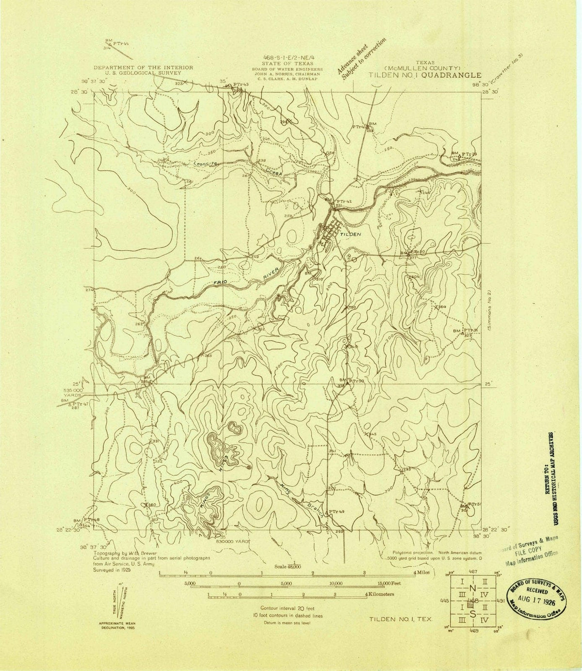 1925 Tilden No. 1, TX - Texas - USGS Topographic Map