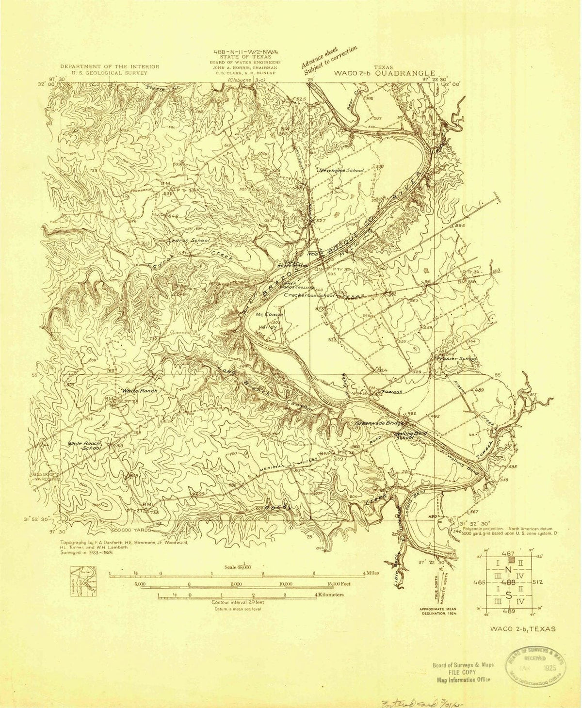 1924 Waco 2, TX - Texas - USGS Topographic Map