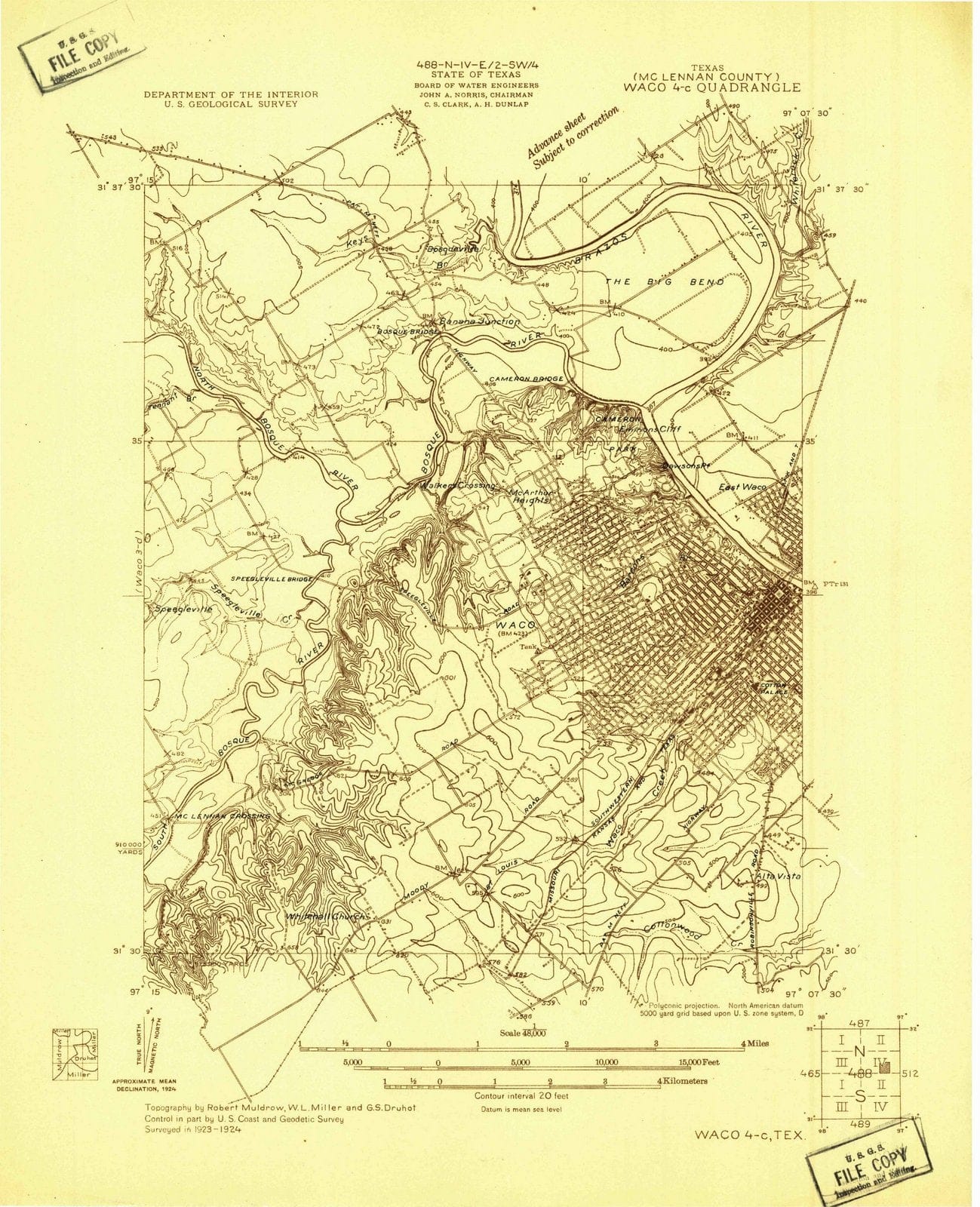 1924 Waco 4, TX - Texas - USGS Topographic Map