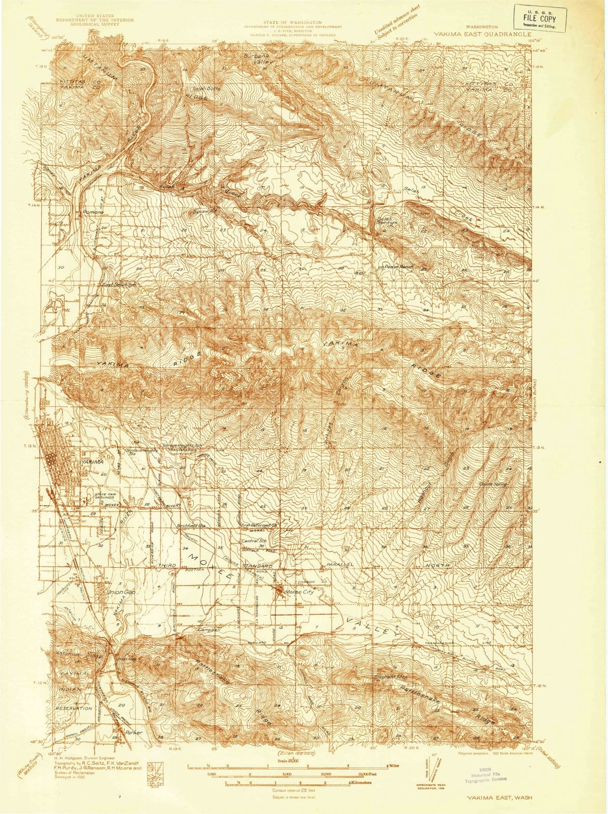 1936 Yakima, WA - Washington - USGS Topographic Map