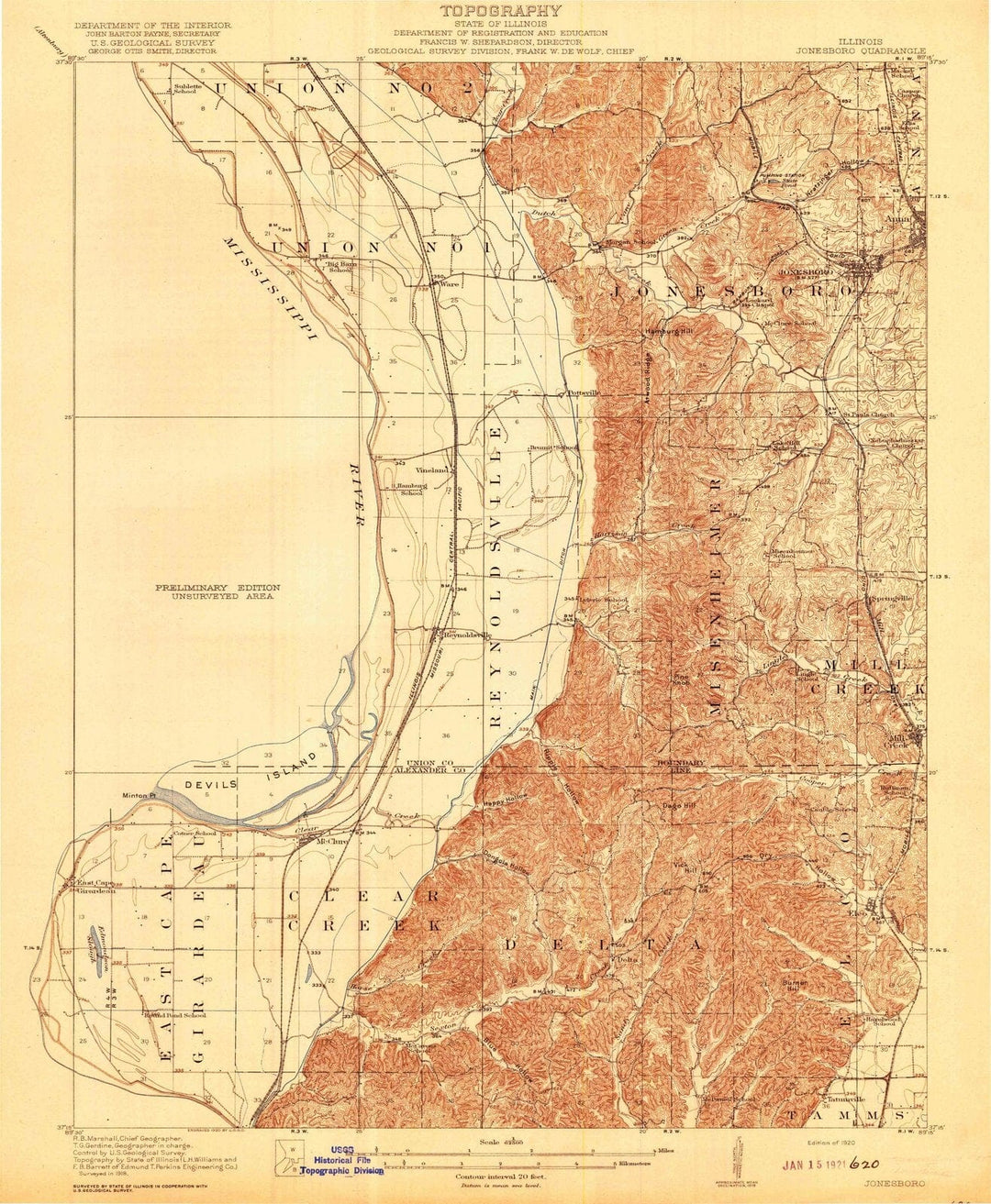 1920 Jonesboro, IL - Illinois - USGS Topographic Map