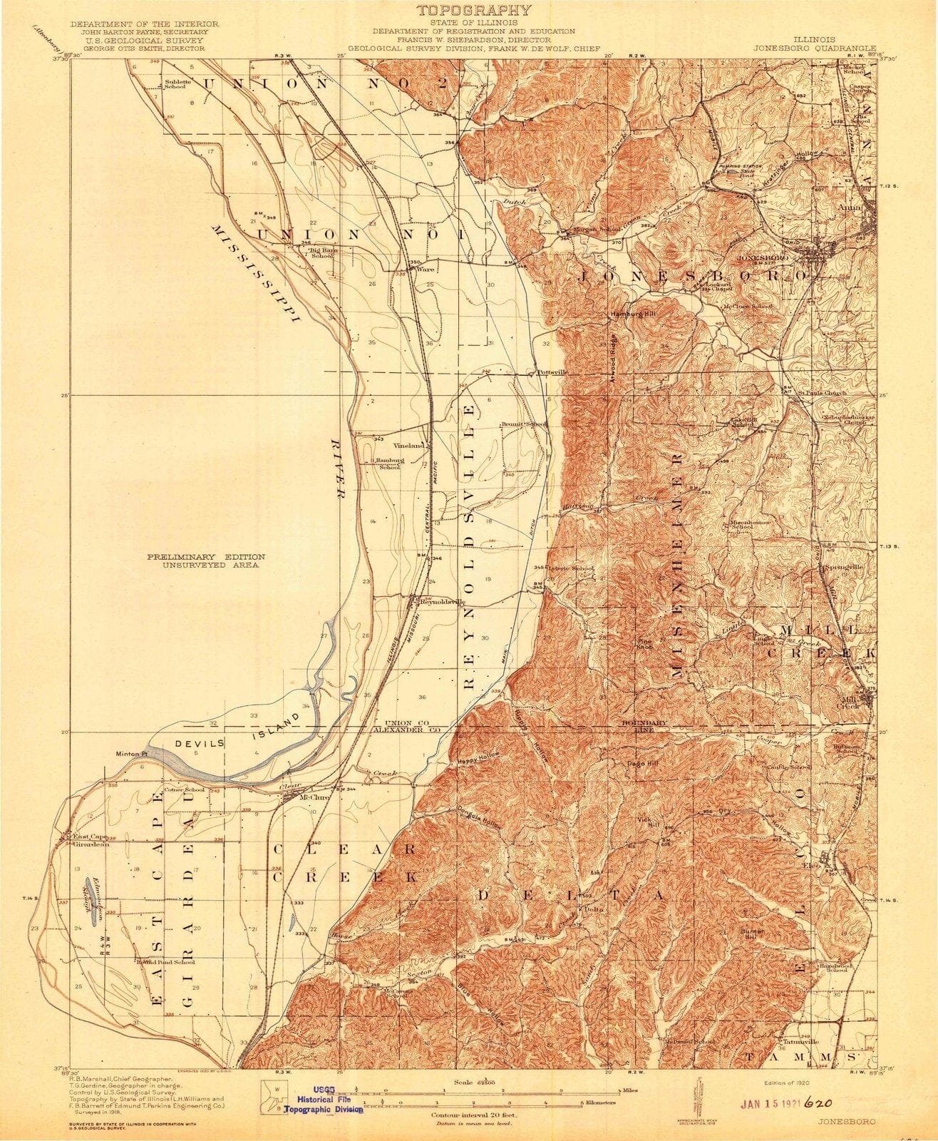 1920 Jonesboro, IL - Illinois - USGS Topographic Map