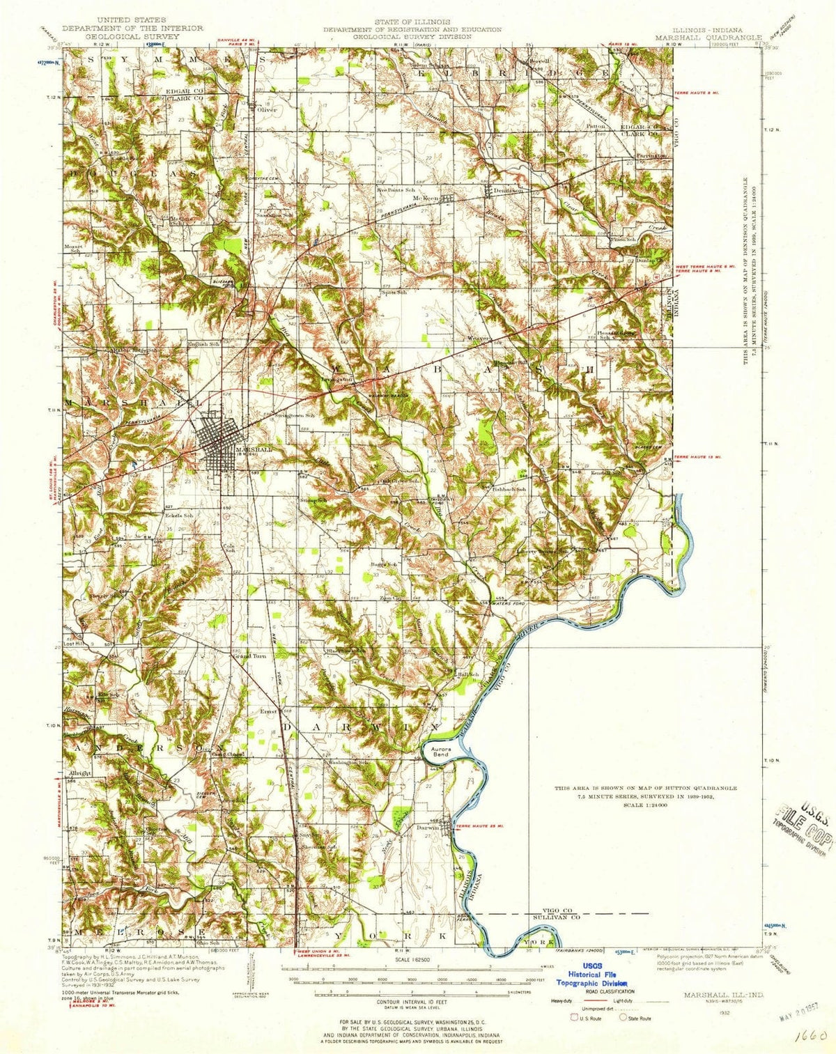 1932 Marshall, IL - Illinois - USGS Topographic Map