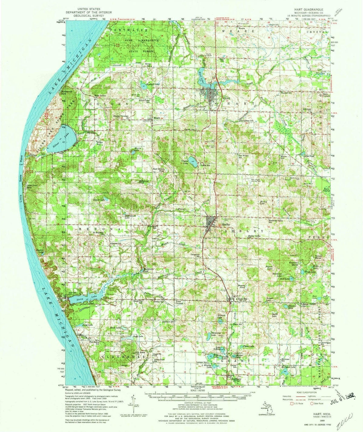 1959 Hart, MI - Michigan - USGS Topographic Map