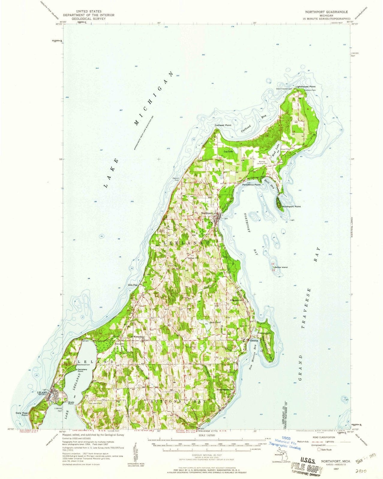 1957 Northport, MI - Michigan - USGS Topographic Map