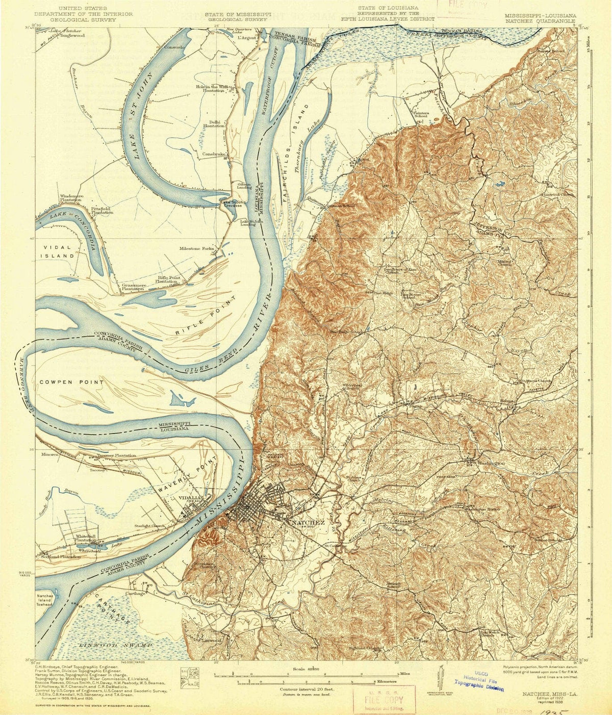 1922 Natchez, MS - Mississippi - USGS Topographic Map