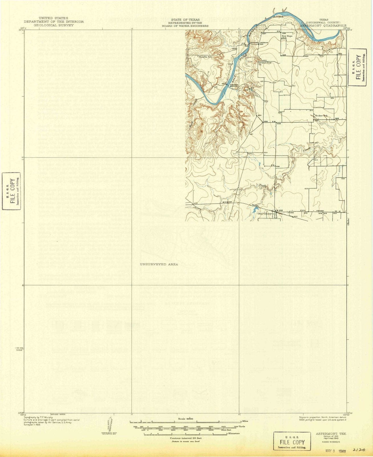 1931 Aspermont, TX - Texas - USGS Topographic Map