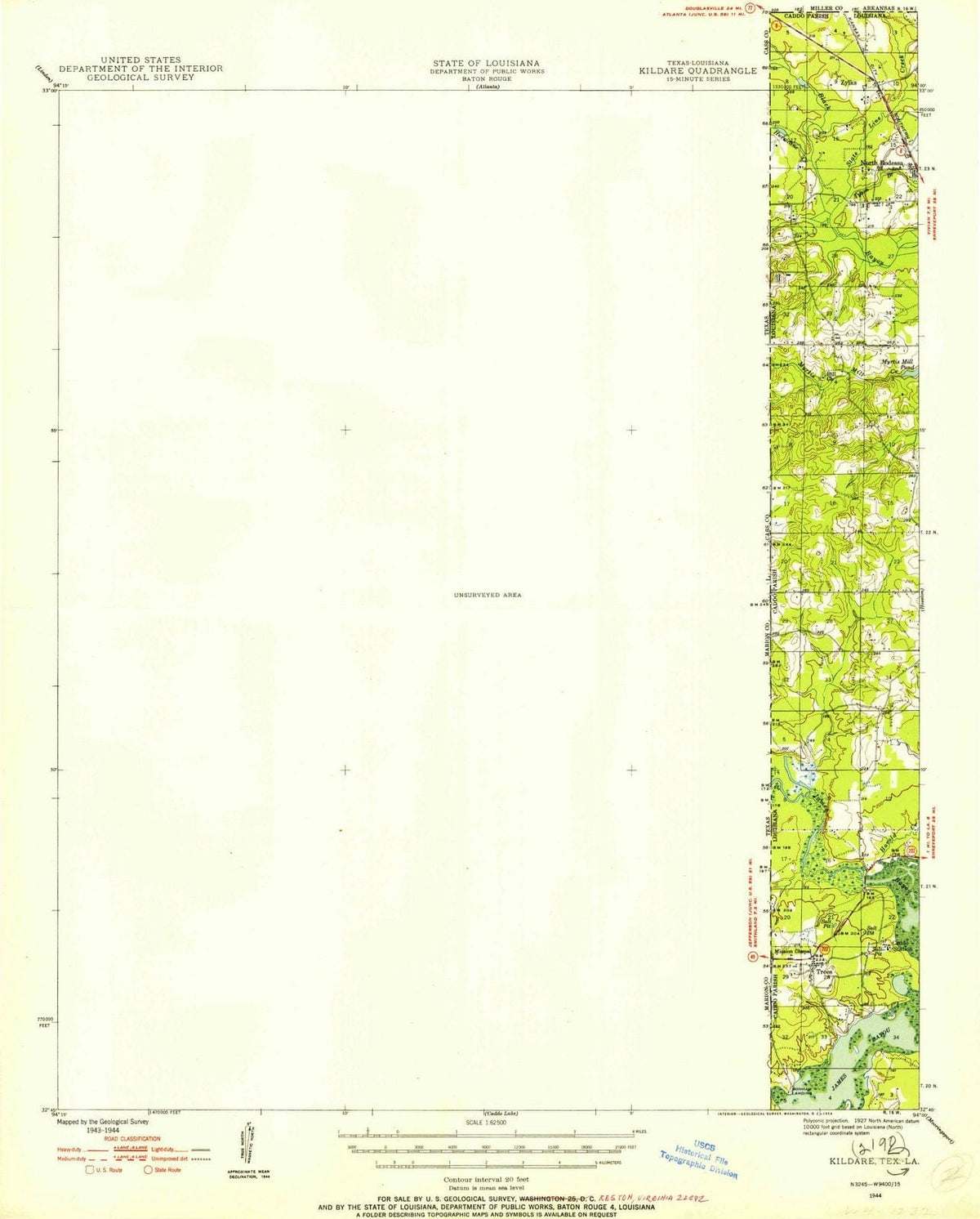 1944 Kildare, TX - Texas - USGS Topographic Map