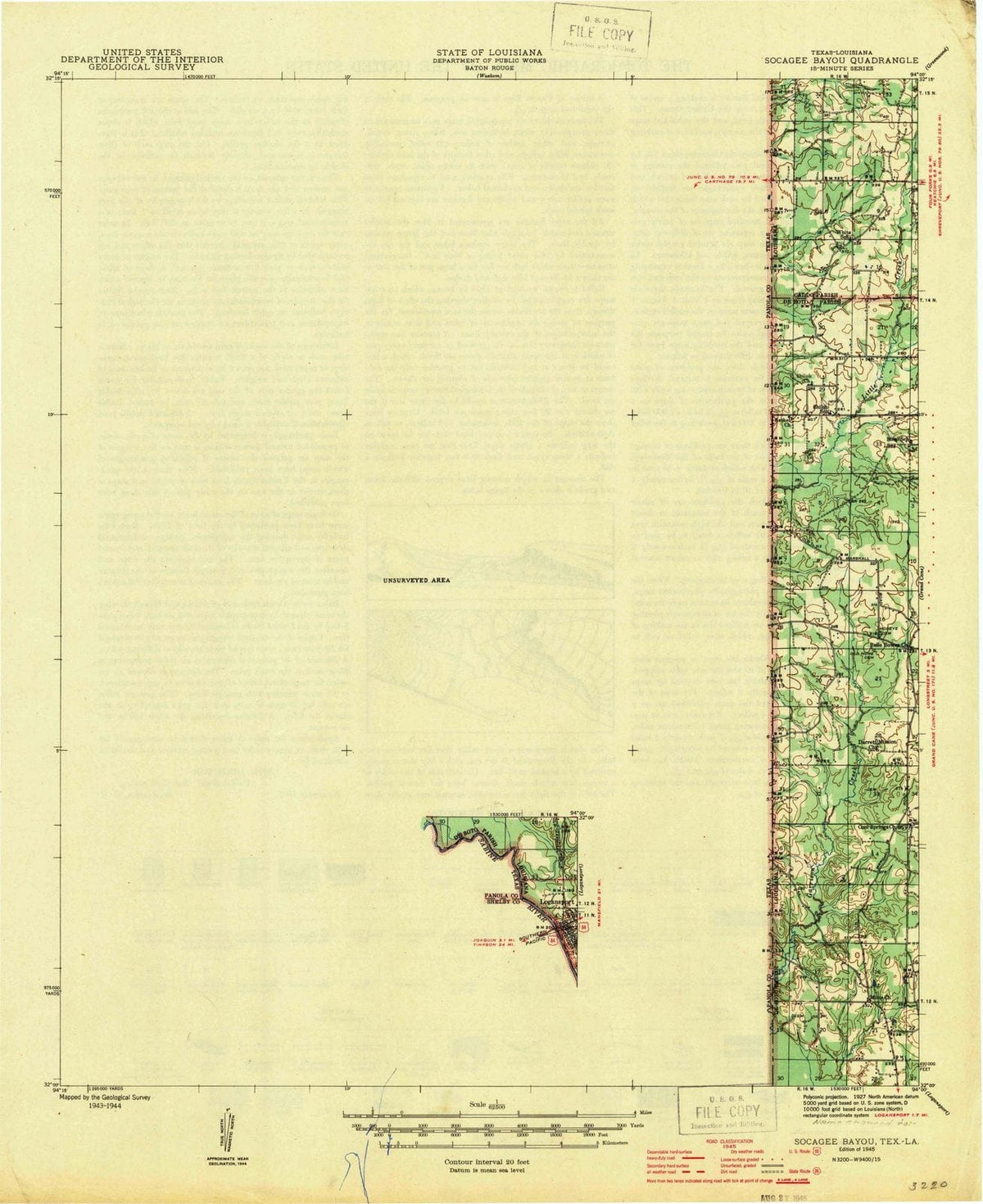 1945 Socagee Bayou, TX - Texas - USGS Topographic Map