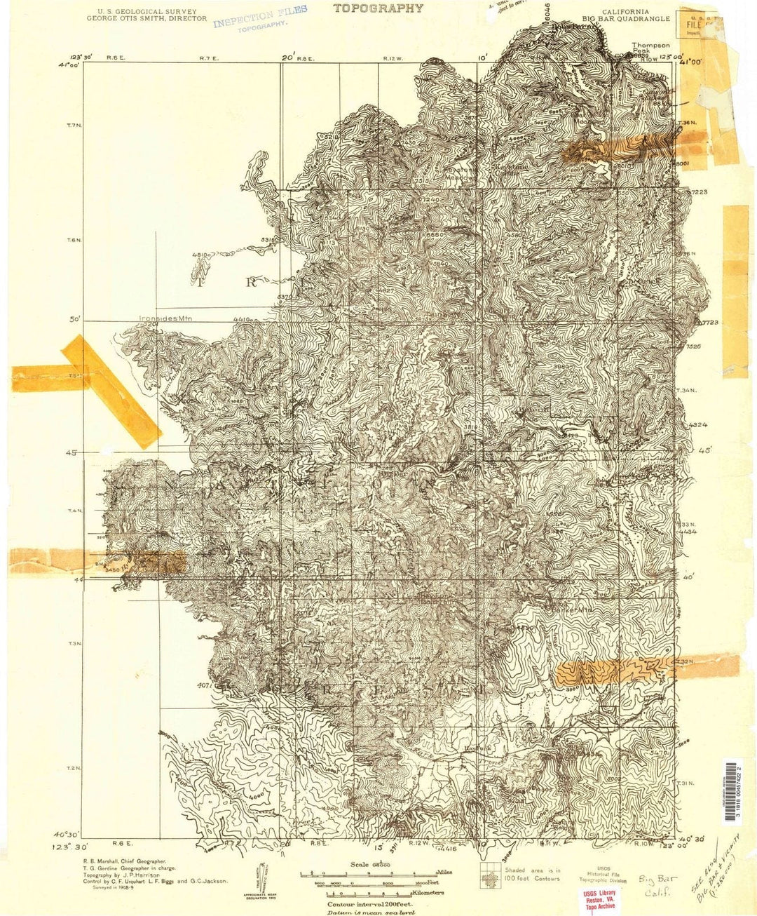 1909 Big Bar, CA - California - USGS Topographic Map