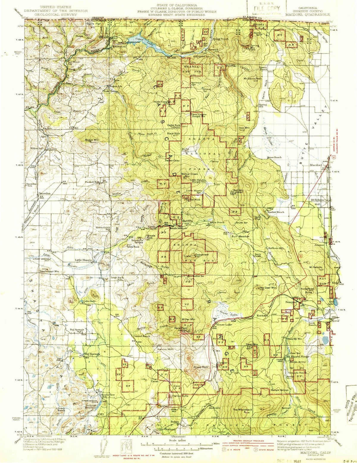 1941 Macdoel, CA - California - USGS Topographic Map