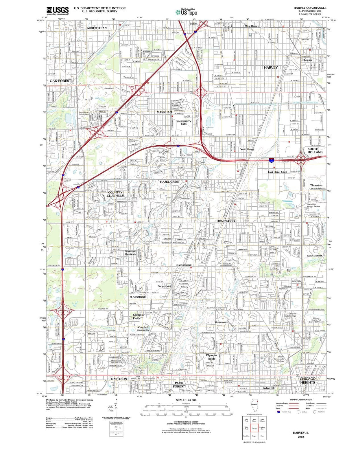 2012 Harvey, IL - Illinois - USGS Topographic Map