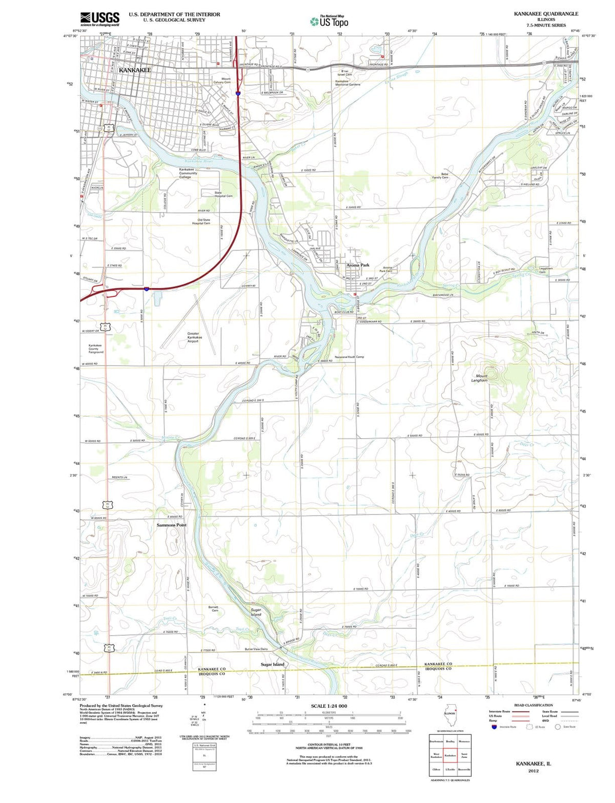 2012 Kankakee, IL - Illinois - USGS Topographic Map