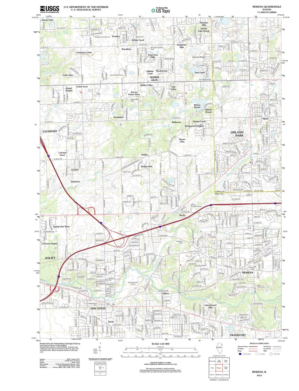 2012 Mokena, IL - Illinois - USGS Topographic Map