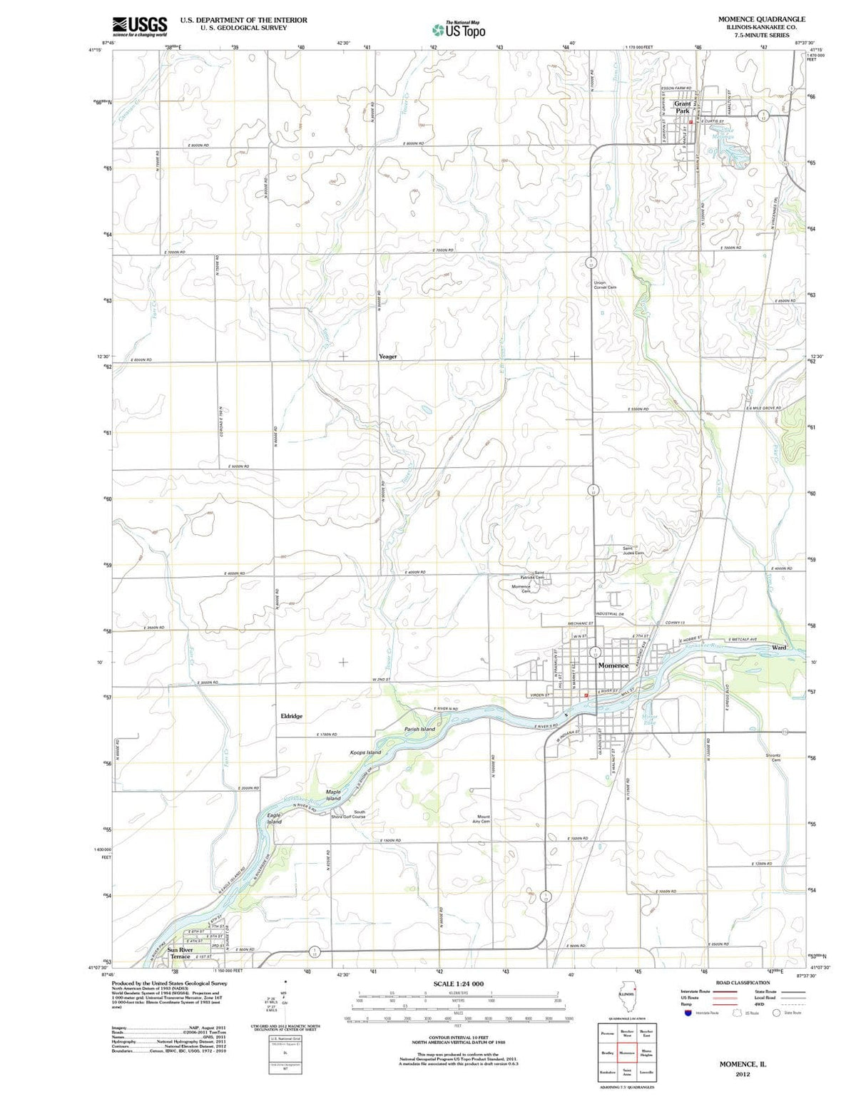 2012 Momence, IL - Illinois - USGS Topographic Map