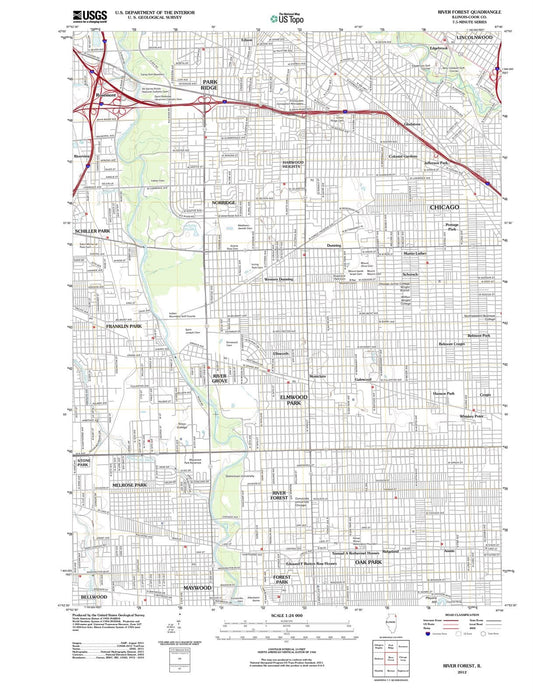 2012 River Forest, IL - Illinois - USGS Topographic Map