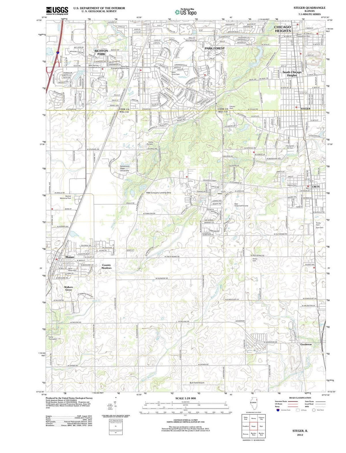 2012 Steger, IL - Illinois - USGS Topographic Map