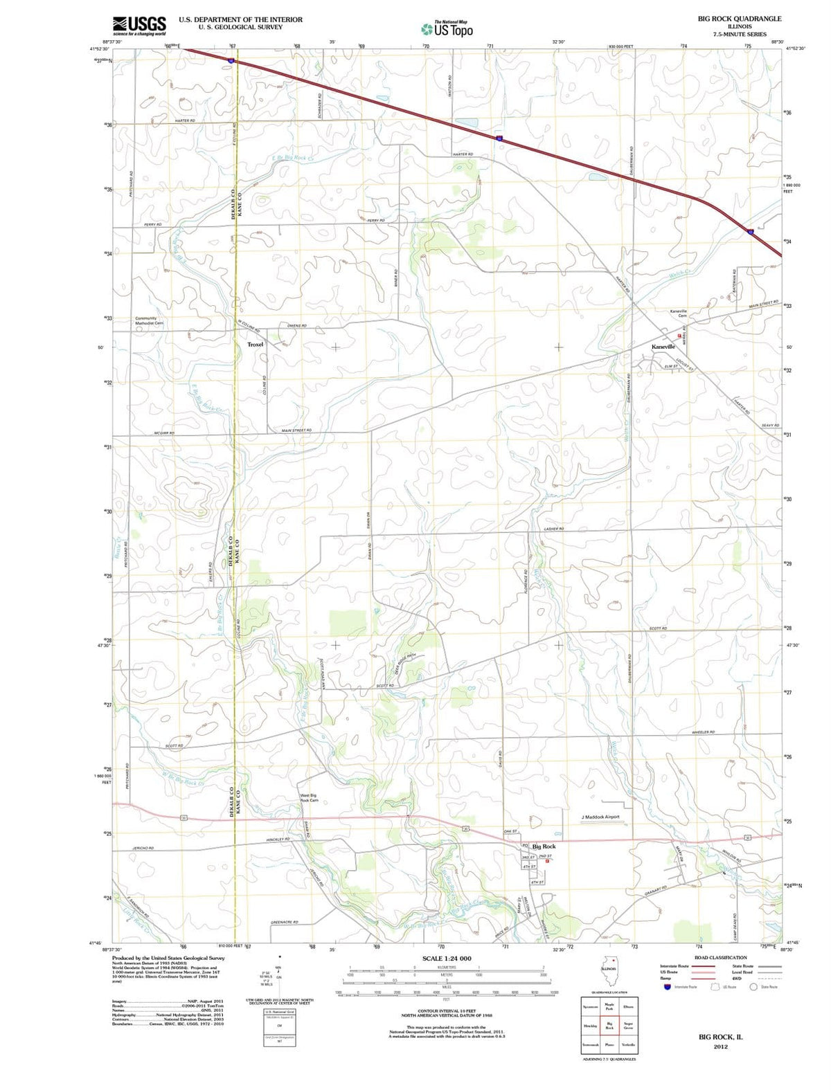 2012 Big Rock, IL - Illinois - USGS Topographic Map