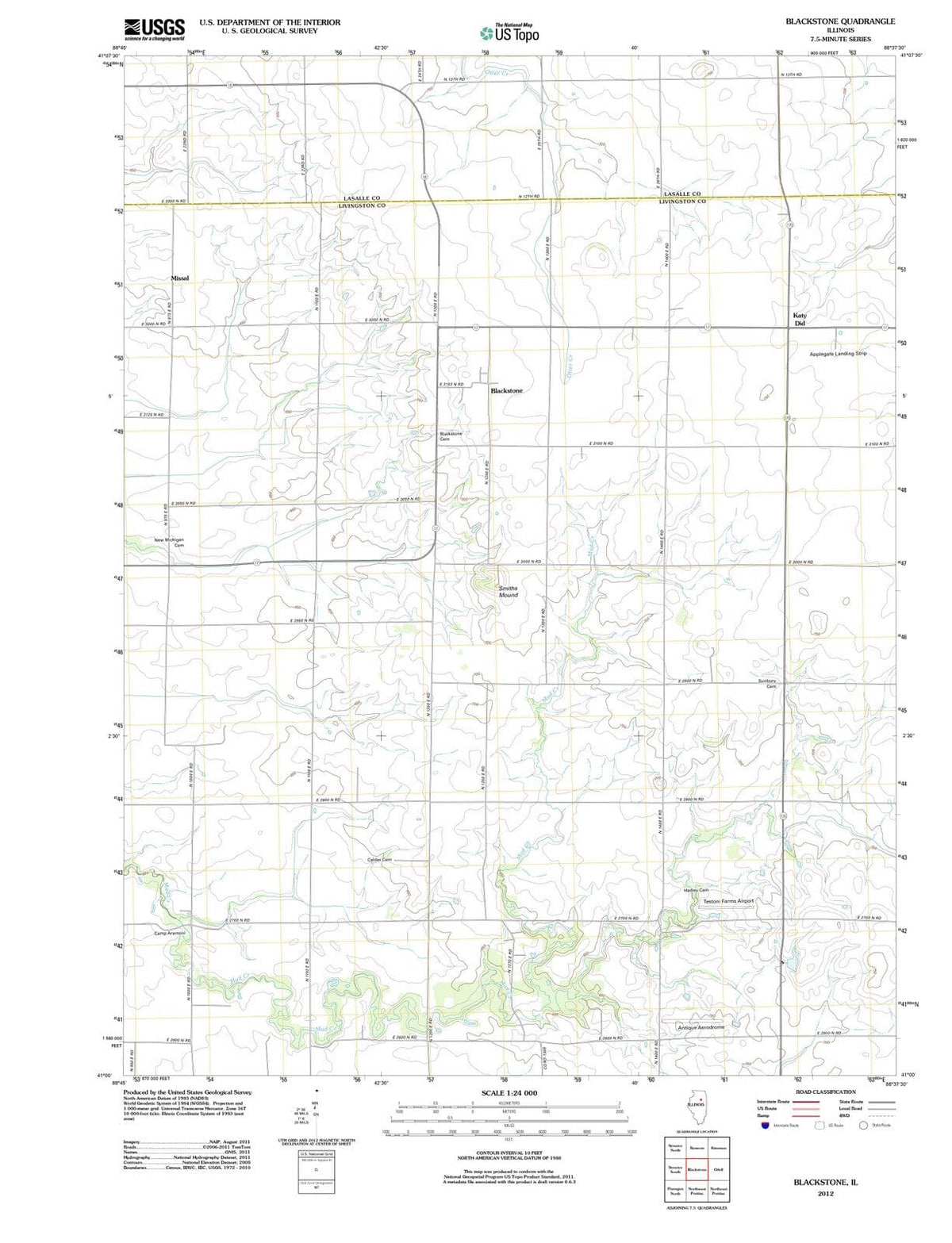 2012 Blackstone, IL - Illinois - USGS Topographic Map