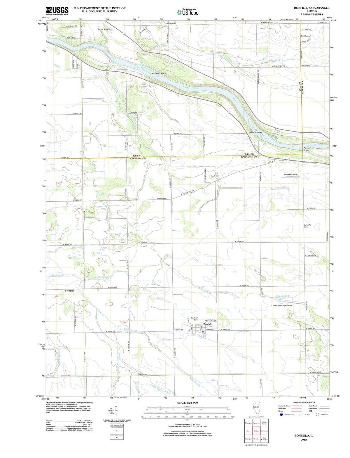 2012 Bonfield, IL - Illinois - USGS Topographic Map
