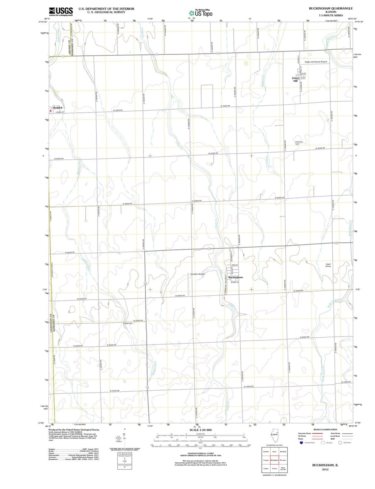 2012 Buckingham, IL - Illinois - USGS Topographic Map