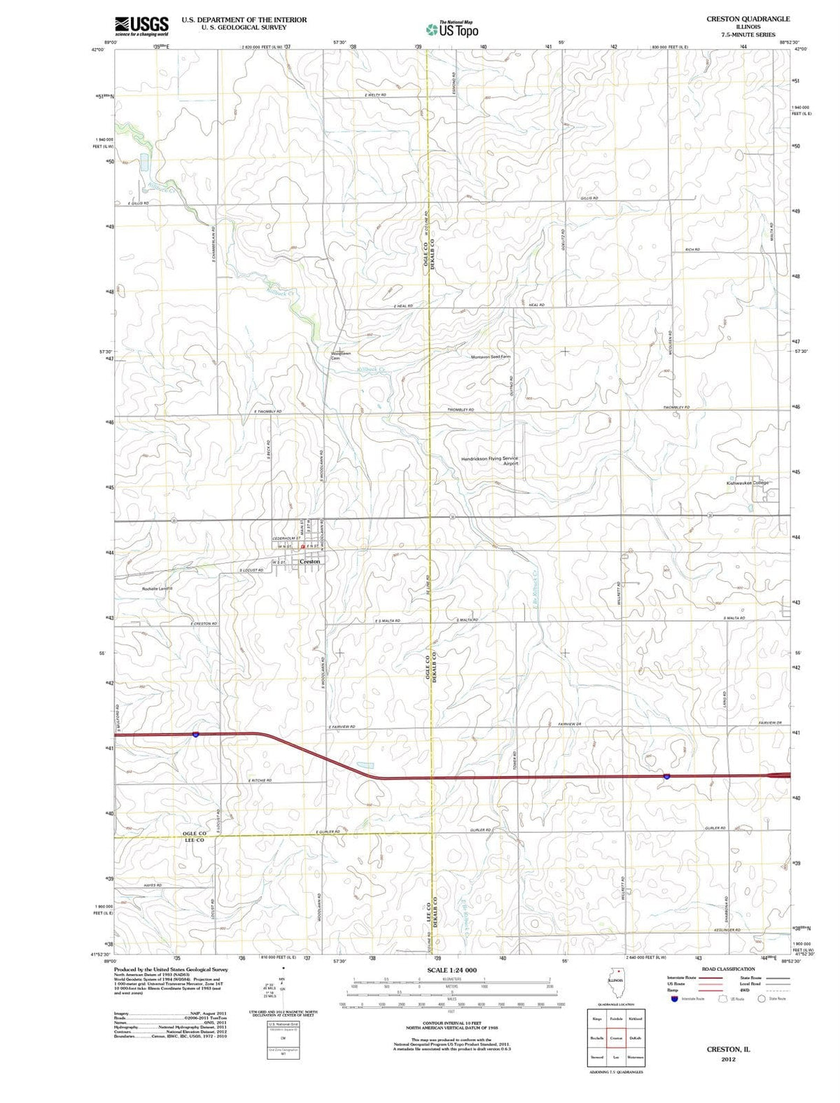 2012 Creston, IL - Illinois - USGS Topographic Map