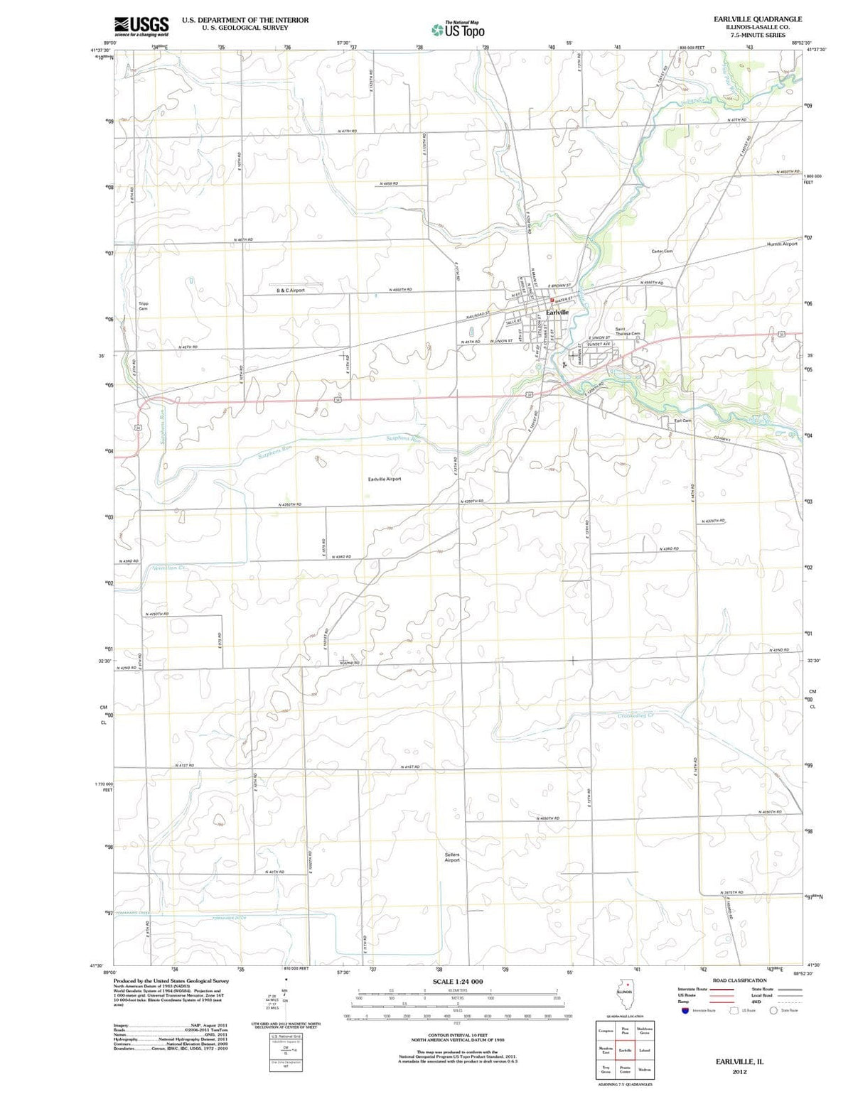 2012 Earlville, IL - Illinois - USGS Topographic Map