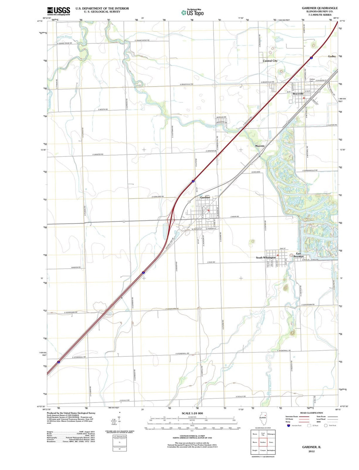 2012 Gardner, IL - Illinois - USGS Topographic Map