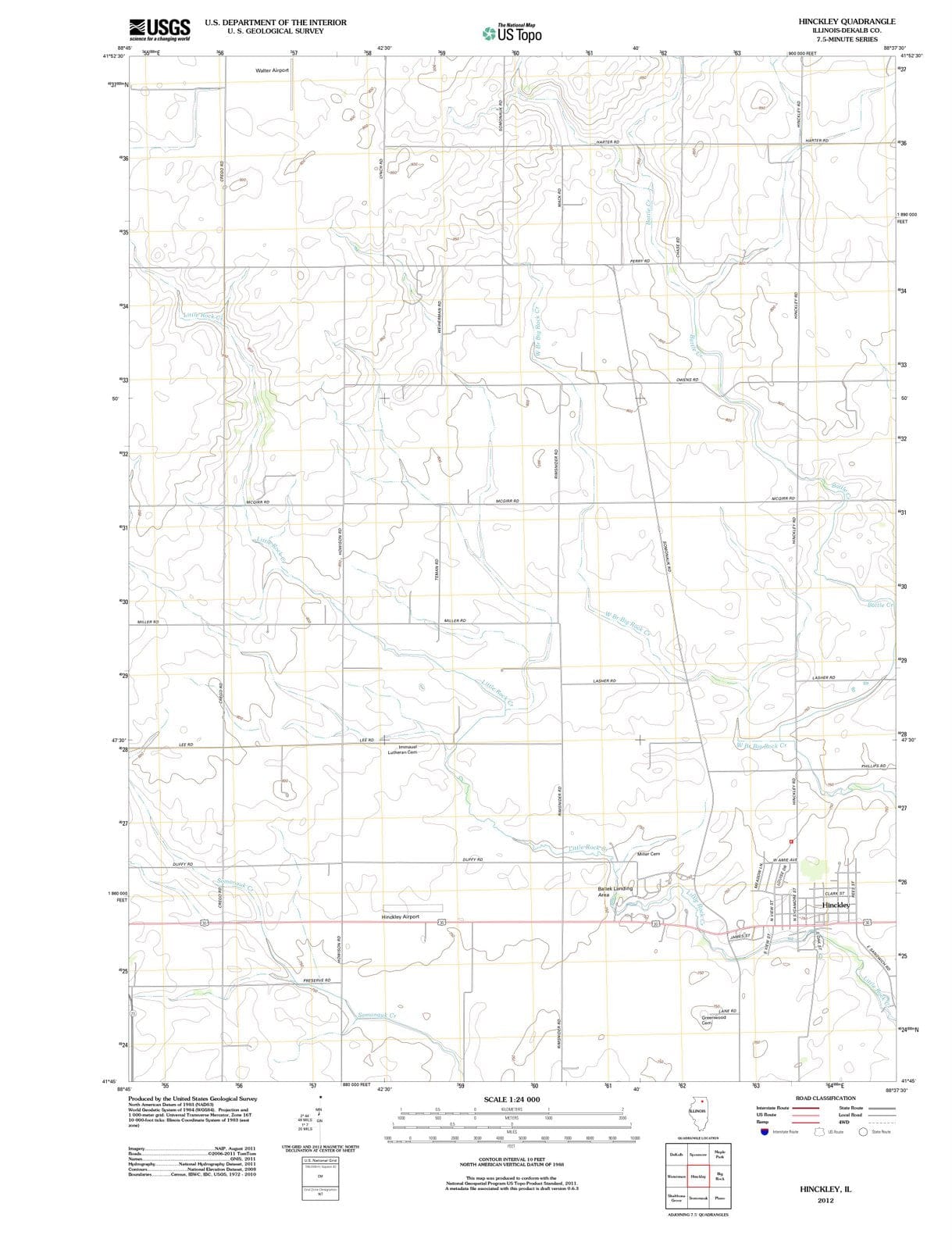 2012 Hinckley, IL - Illinois - USGS Topographic Map