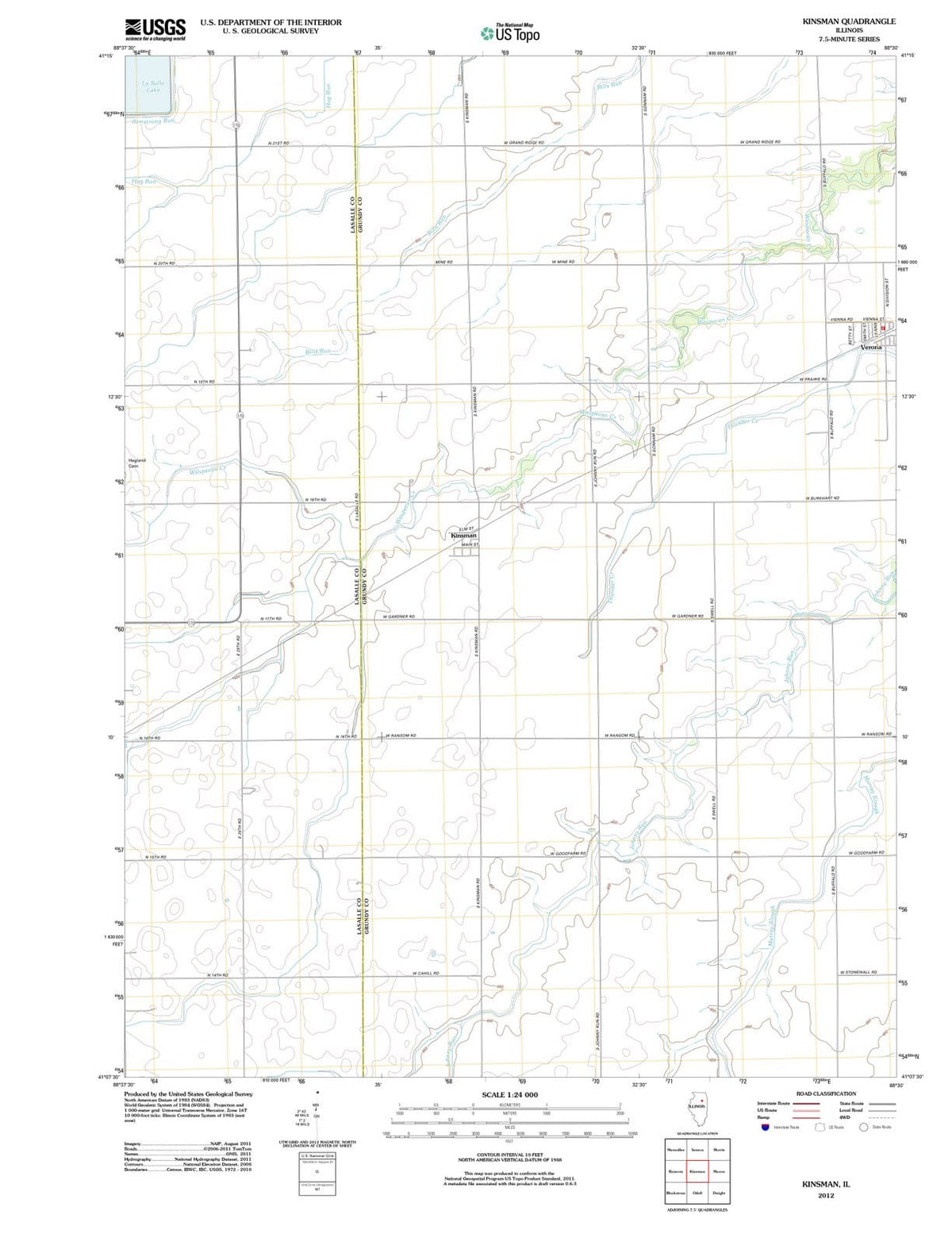 2012 Kinsman, IL - Illinois - USGS Topographic Map
