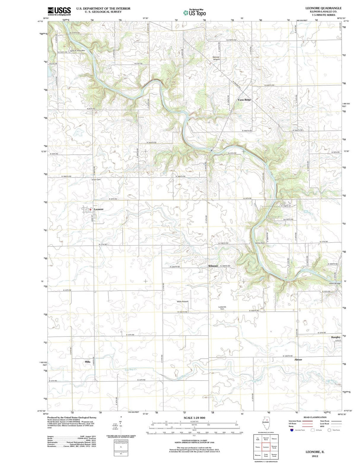 2012 Leonore, IL - Illinois - USGS Topographic Map